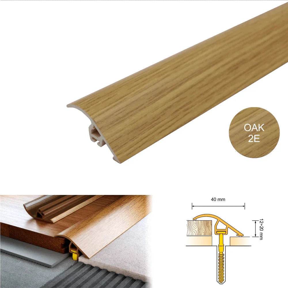  - D-PS400 40mm PVC Wood Effect Door Threshold Ramp Profile - Ramp profile