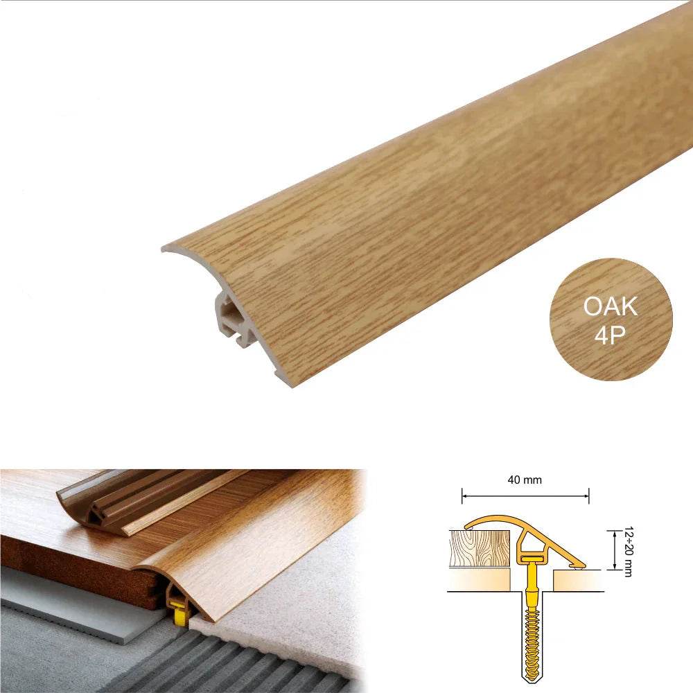 - D-PS400 40mm PVC Wood Effect Door Threshold Ramp Profile - Ramp profile
