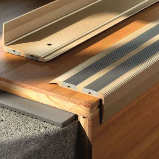 SA11 Anodised Aluminium Stair Nosing – 40 x 20mm Non-Slip Edge Trim - Inova Stair Nosings